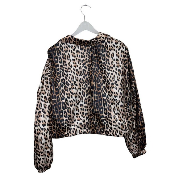 Forever 21 Cropped Leopard Print Windbreaker Jacket Size 1x - Picture 6 of 11